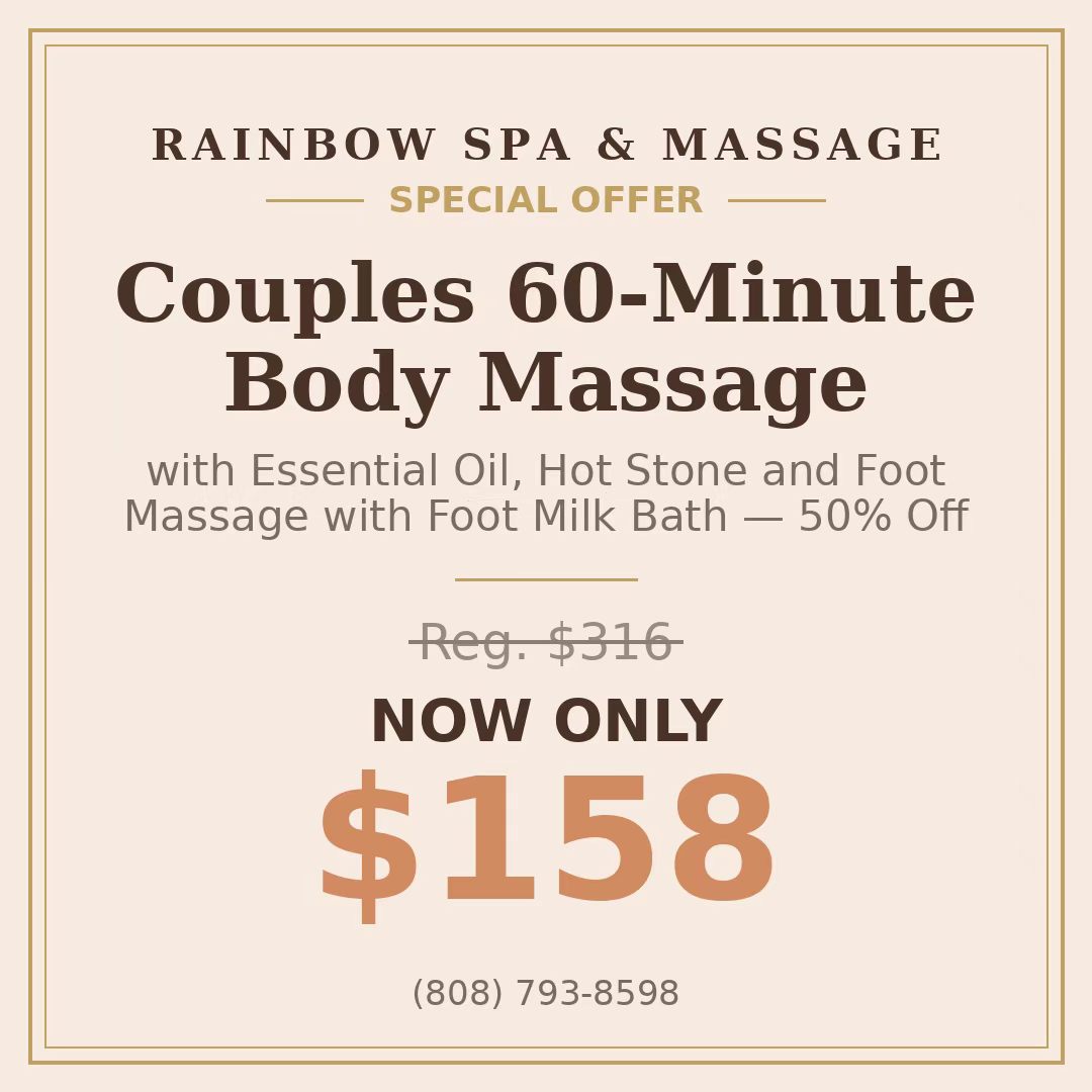 60-Minute Couples Body Massage, special price $158